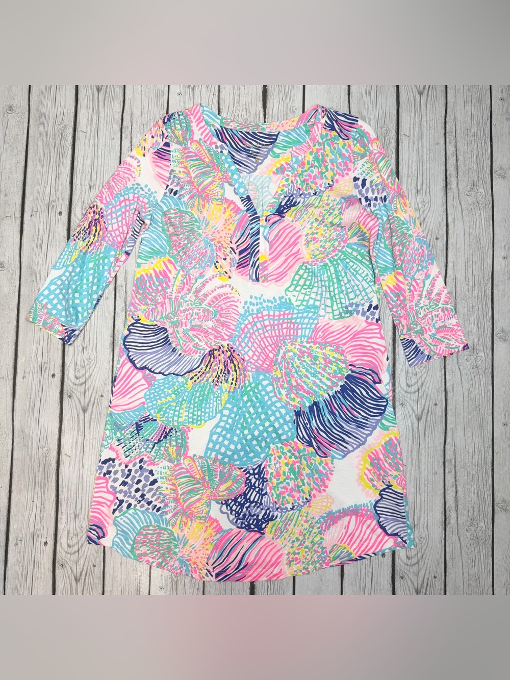 Lilly Pulitzer Women's S Ali Shirt Dress Roar Of The Seas V Neck